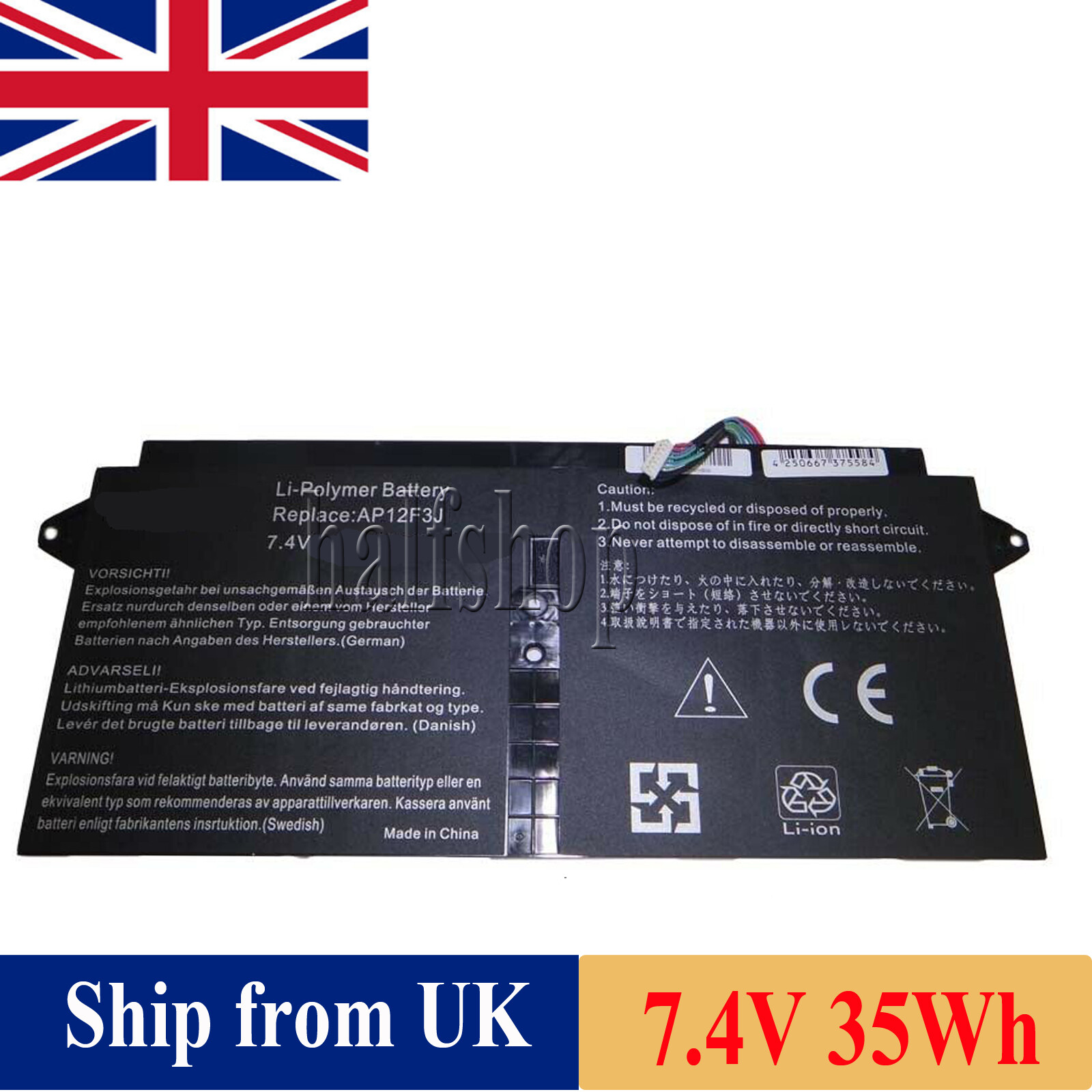 For Acer Aspire Ultrabook S7-391 Laptop Battery AP12F3J 7.4V 35Wh 4680 mAh