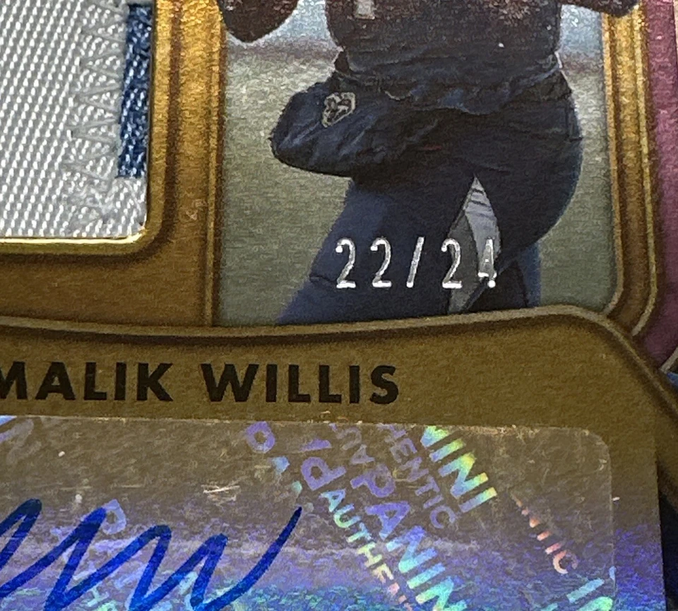 2023 Panini Gold Standard Malik Willis RPA Good as Gold Rose Gold /24 #30 Auto - Image 2 of 3