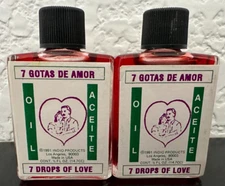 Lot of 2 Bottles Oil 1991 Indio Products, 7 DROPS OF LOVE, 1/2 fl oz  (NEW)