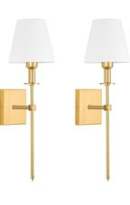 Wall Light Battery-Operated Sconce Set of 2, not Hardwired Fixture, Gold