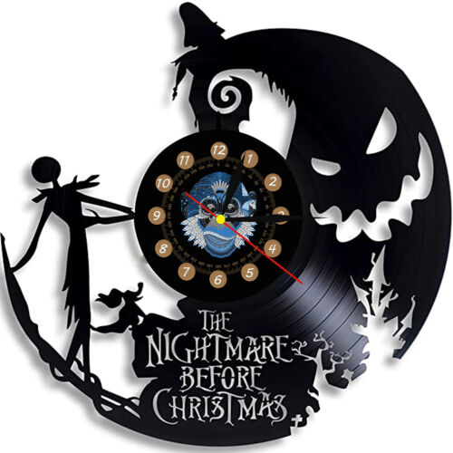 THE NIGHTMARE BEFORE CHRISTMAS Clock Vinyl Record Wall Clock Art Decor Handmade  - Afbeelding 1 van 5
