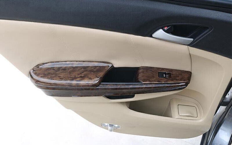 Fit For Honda Accord 2008-2013 Dark Wood Grain Window Lock Lift Panel Frame 8pcs
