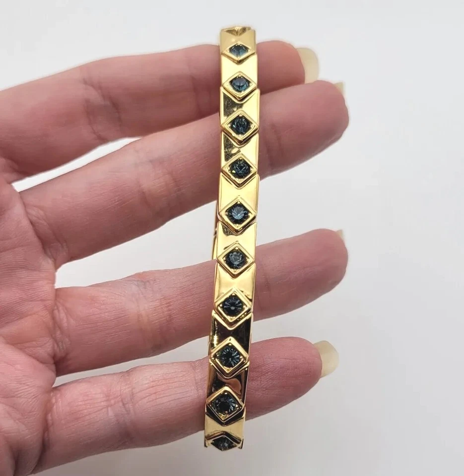 Brazalete Brazalete Vintage Nolan Miller Tono Dorado Estrás Azul Foto 3 de 4