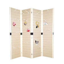 4 Panels 5 FT PegBoard Room Divider Folding Privacy Screen 10144
