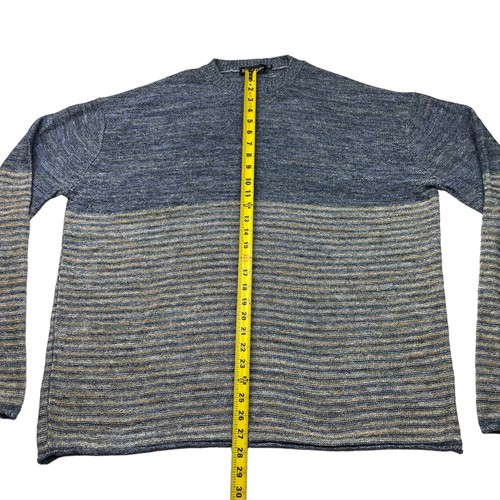 Bullock & Jones Men's 100% Linen Knit Sweater Blue/Gray Stripe • Ireland • 2XL - Picture 5 of 7