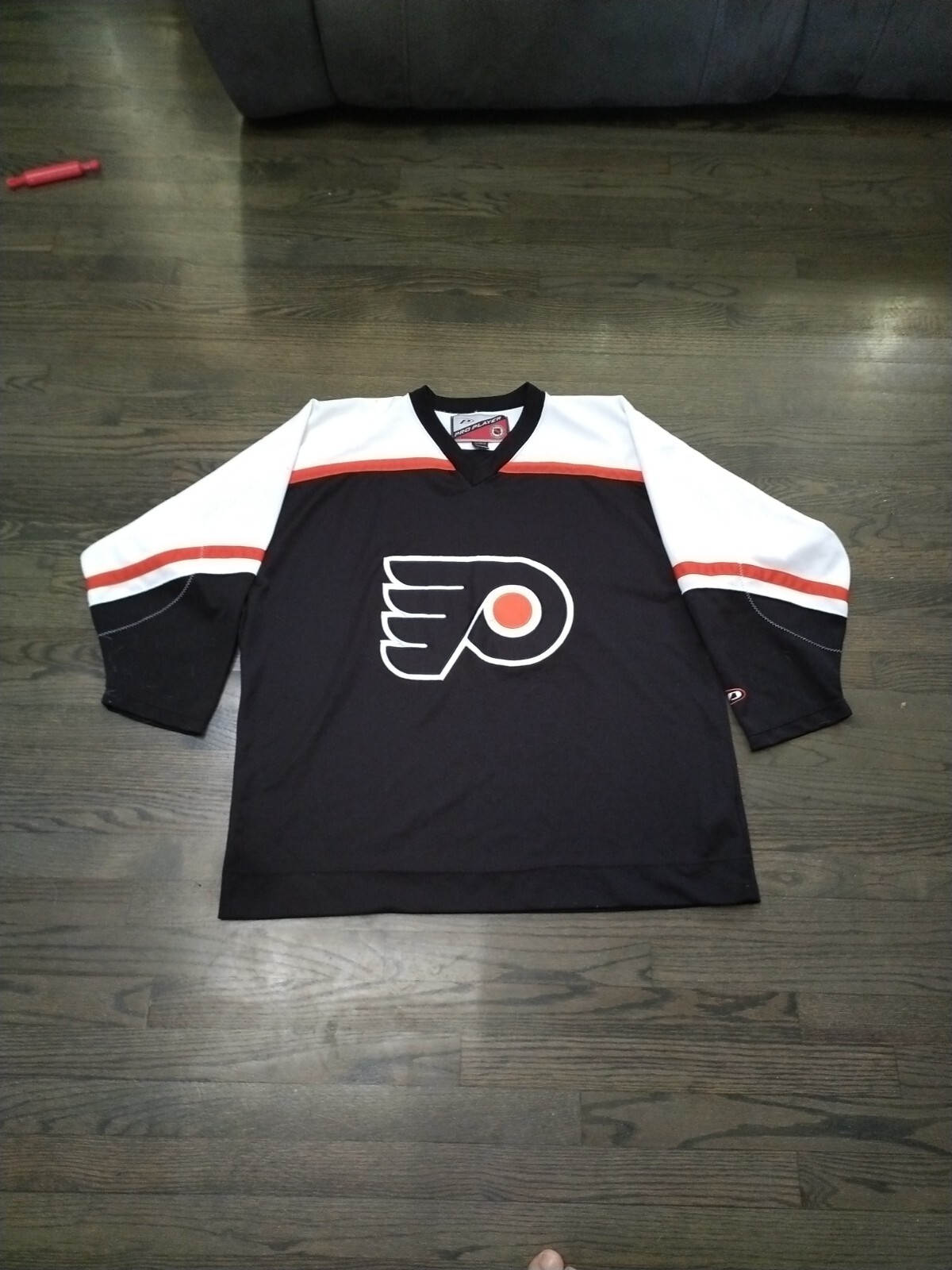 Mens XL Philadelphia Flyers Pro Player Jersey Black White Hockey NHL *Blank*