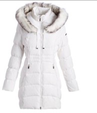Laundry By Shelly Segal Faux Fur Trimmed Puff White .size L 100% Authentic