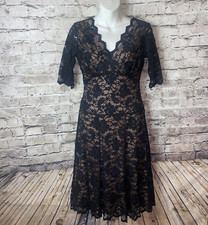 CAbi Womens Dress Small Black Scallop Lace Lined Goth Fairy Whimsy Style 714