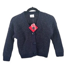 Hanna Andersson Blue Cable Knit Sparkle Cardigan Sz US 5 NWT Preppy School