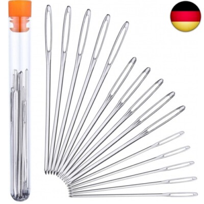 15 Stück Stumpfe Nadel Stahl Groß Auge Garn Sticknadel Nähnadel, 3 Größe