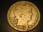 1907-P 90% Silver Barber Quarter