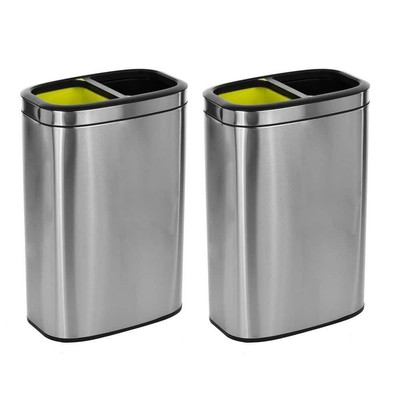 Alpine Industries Trash Can 10.4''x16.54''x24.8'' 10.5 Gal. Stainless Steel (2Pack)