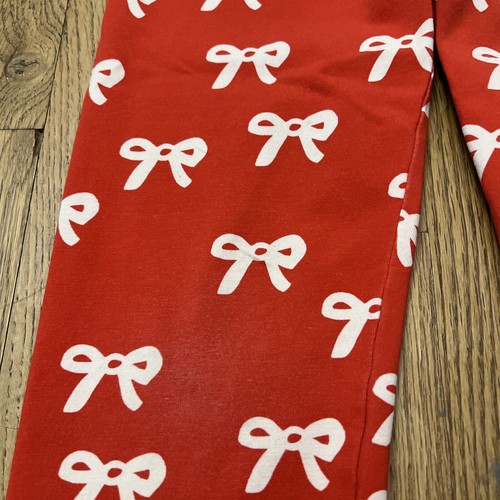 Hanna Andersson Girls Christmas Holiday Red Bow Cotton Leggings Pants 130 Size 8 - Picture 2 of 9
