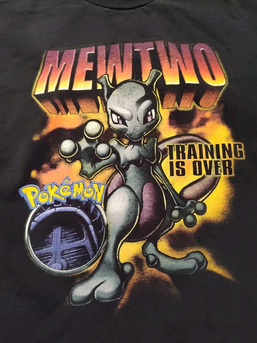 90s Pokémon Mewtwo Print TShirt ミュウツー XL Vtg Pokémon + Nintendo MewTwo Training Is Over Tee Shirt 1990's