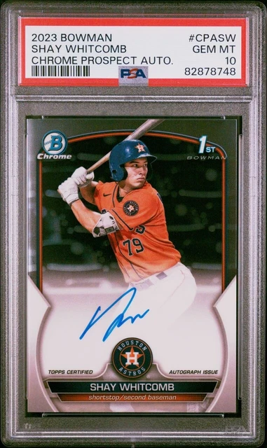 Shay Whitcomb 2023 Bowman Chrome 1st Auto Autograph PSA 10 Gem Mint Astros