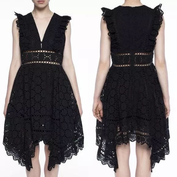 ZIMMERMANN DIVINITY WHEEL BRODERIE ANGLAISE DRESS BLACK