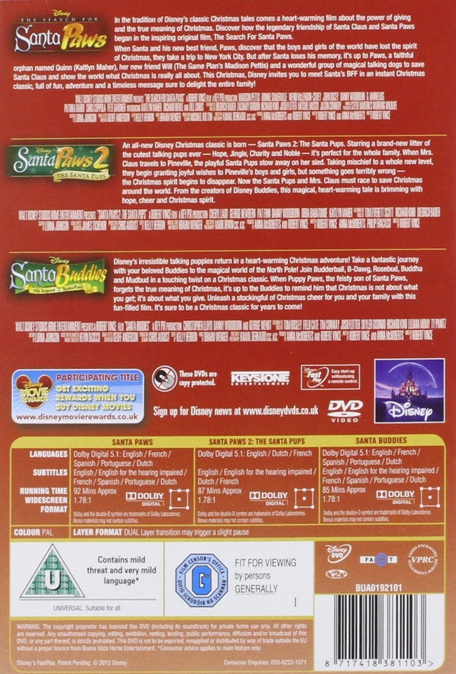 Disney The Search for Santa Paws / Santa Paws 2 / Legend Of Santa Paws [DVD] New - Image 3 of 3