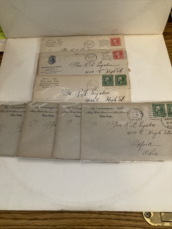 7 Item Letters Ray Sigsbee 1915 Vanderbilt Hotel/NY, Nassau Inn/Trenton House NJ