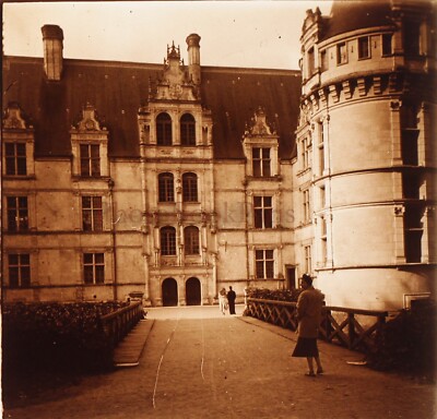 FRANKREICH Château D'Azay-Le-Rideau Stereo Foto Glasplatte Vintage V21L14N17
