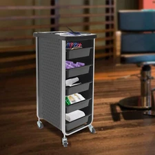 New Black Beauty Salons Barber Stores Salon Trolley Cart with Wheels+5 Drawers