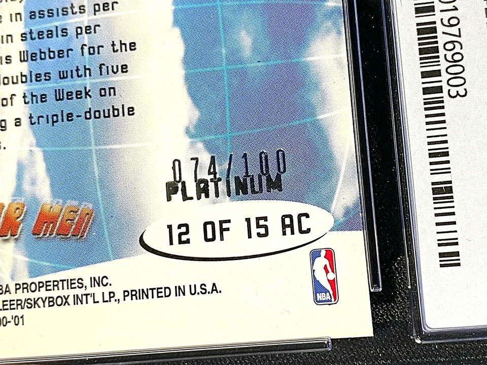 2000 CSG 8.5 SUBS JASON KIDD FLEER ULTRA AIR CLUB FOR MEN SP /100 PLATINUM G3263 - Image 4 of 4