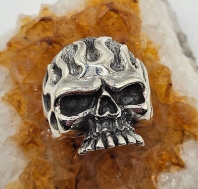 Flammenschädel Ring in Sterling Silber 925. Schwerer Herrenring, Gothic, Rocker. NEU!!