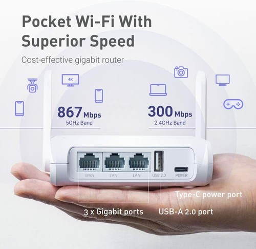 GL.iNet GL-SFT1200 (Opal) Secure Travel WiFi Router – AC1200 Dual Band Gigabit E - Picture 4 of 6
