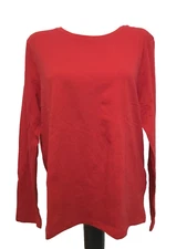 TIME AND TRU RELAXED FIT Red Crew Neck Long Sleeve Tee Shirt Sz L*