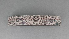 Grey Brown barrette paisley wood grain plastic rectangle hair clip 4.25"