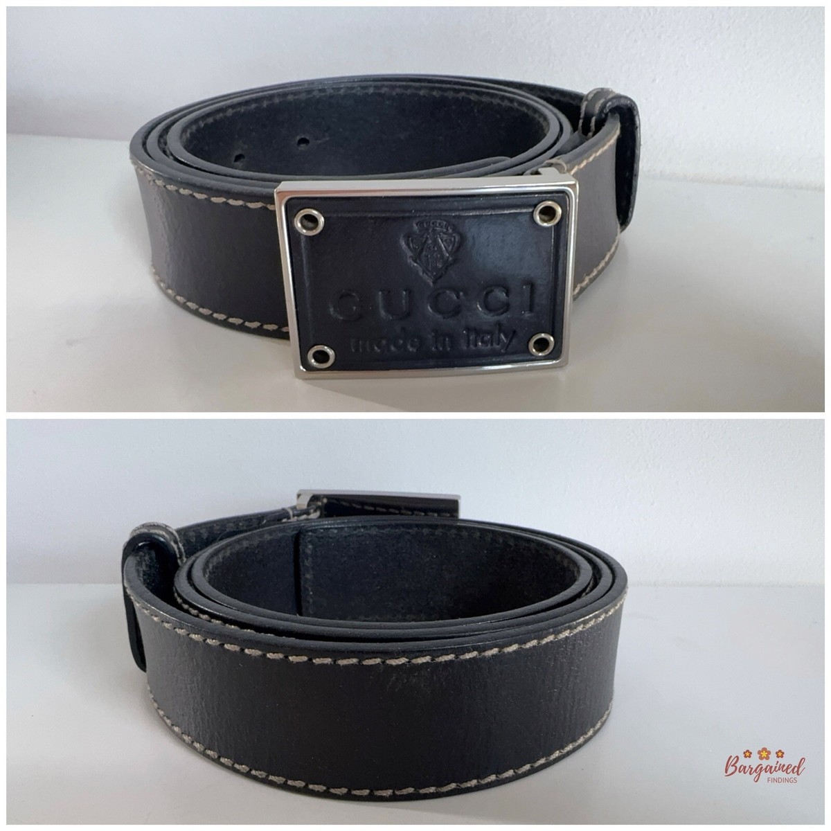 Authentic Gucci Black Leather Hysteria Square Buckle Belt