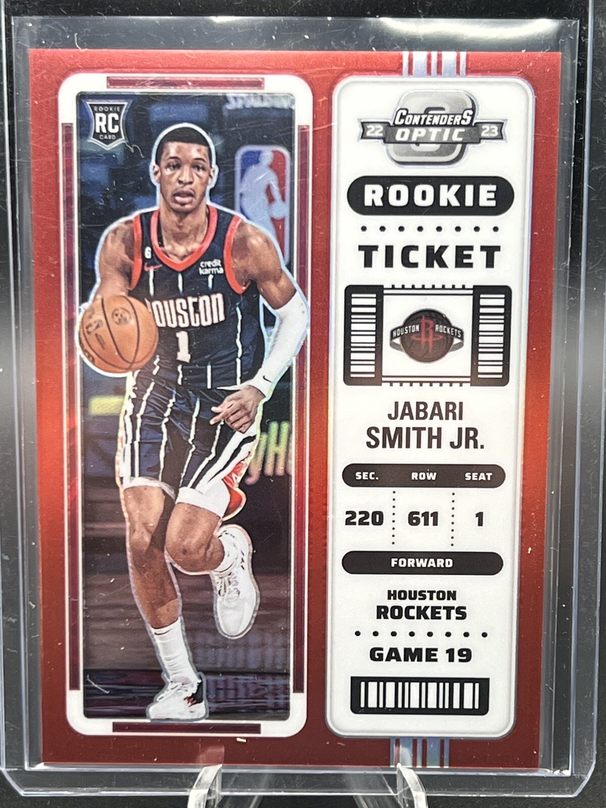 Jabari Smith 2022-23 Panini Contenders Optic Rookie Ticket Red Prizm #6 Jr RC