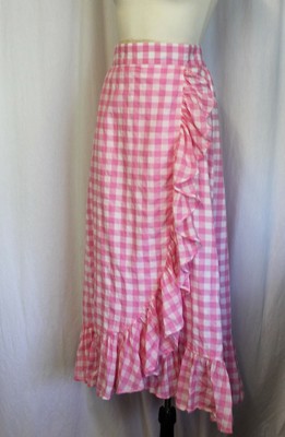 j crew gingham wrap skirt