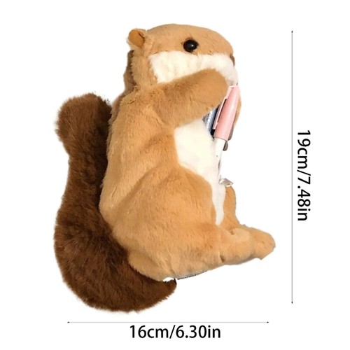 Cartoon Animal Pencil Case Plush Squirrel Shape Pen Case Funny Pencil Bag - Picture 8 of 8