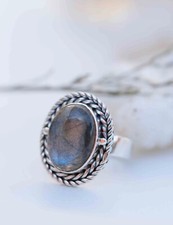 Unique Labradorite Ring 925 Sterling Silver Handmade Gemstone Ring Gift For Her