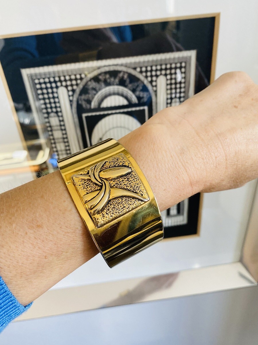 Bracelet Manchette Moderniste En émail - Circa 1970, Vintage, Occasion Argenté