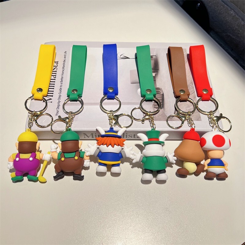 Portachiavi 3D Super Mario – Wario, Goomba, Toad In Silicone, Gioco Videogame, Regalo