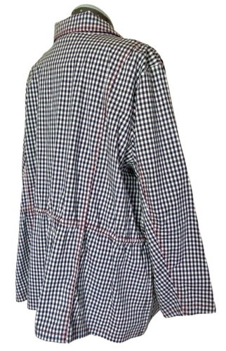 Denim & Co. Women’s 3X Black/White Gingham Plaid Button Up L/S Top/Jacket NWT - Picture 6 of 13
