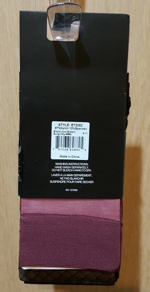 Calcetines pantalón transparentes a rayas abigarradas Ellen Tracy 3pk: negro/marrón/borgoña Foto 2 de 3