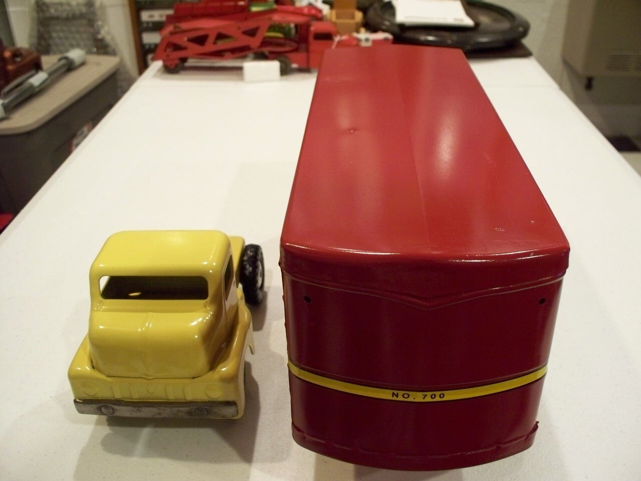 STRUCTO TOYS TRANSPORT TRACTOR TRAILER PRESSED METAL VINTAGE eBay