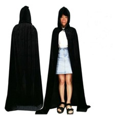 Velvet Cloak Cosplay Halloween Fancy Dress Medieval Vampire Cape Long Hood Retro