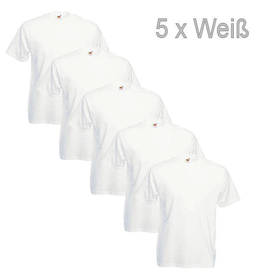 5er Fruit of the Loom T-Shirt T Shirt Weiss S M L XL XXL XXXL - Bild 1 von 1