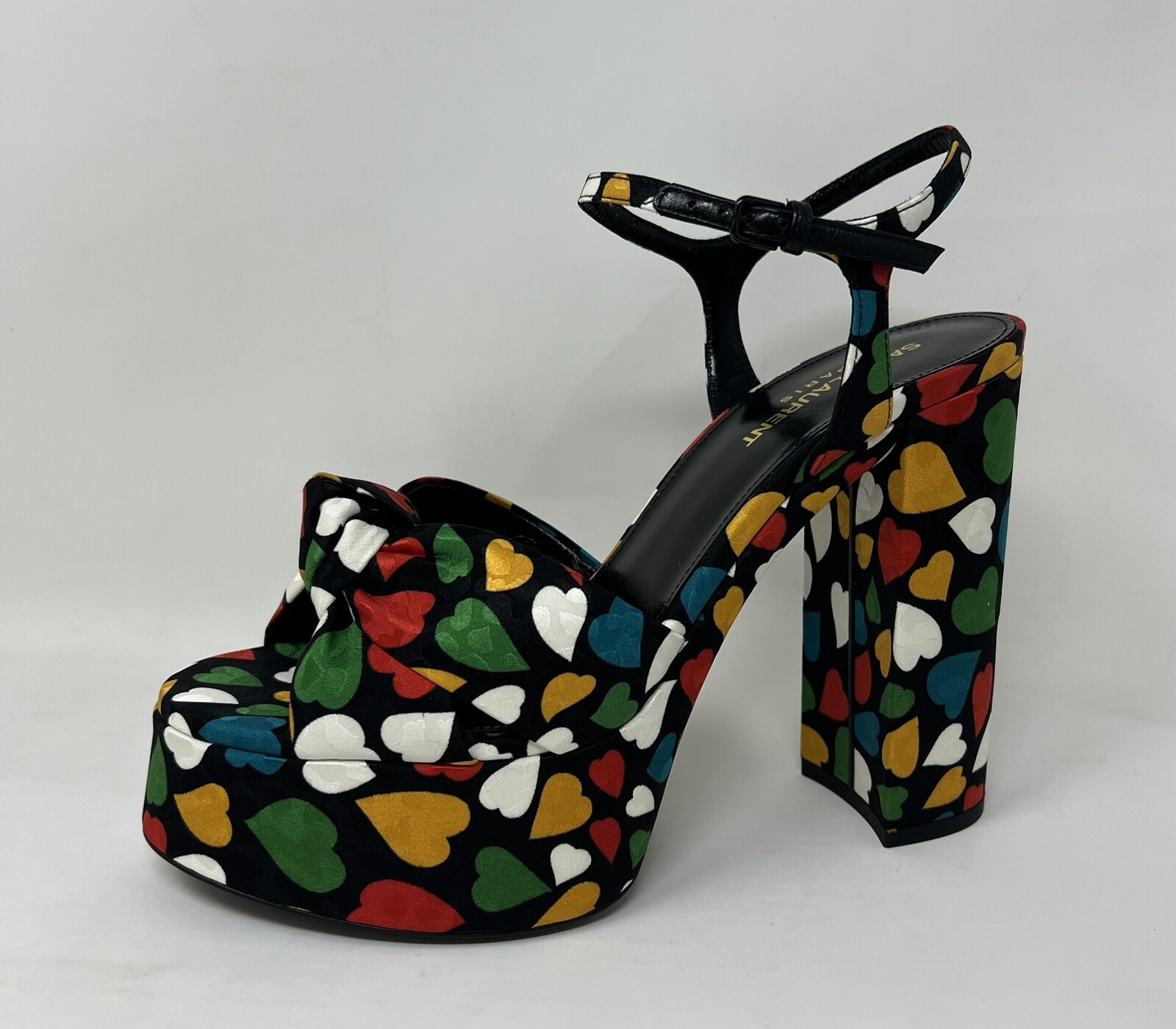 Saint Laurent Ysl Donna Bianca 85 Sandali con Plateau 38 USA 8