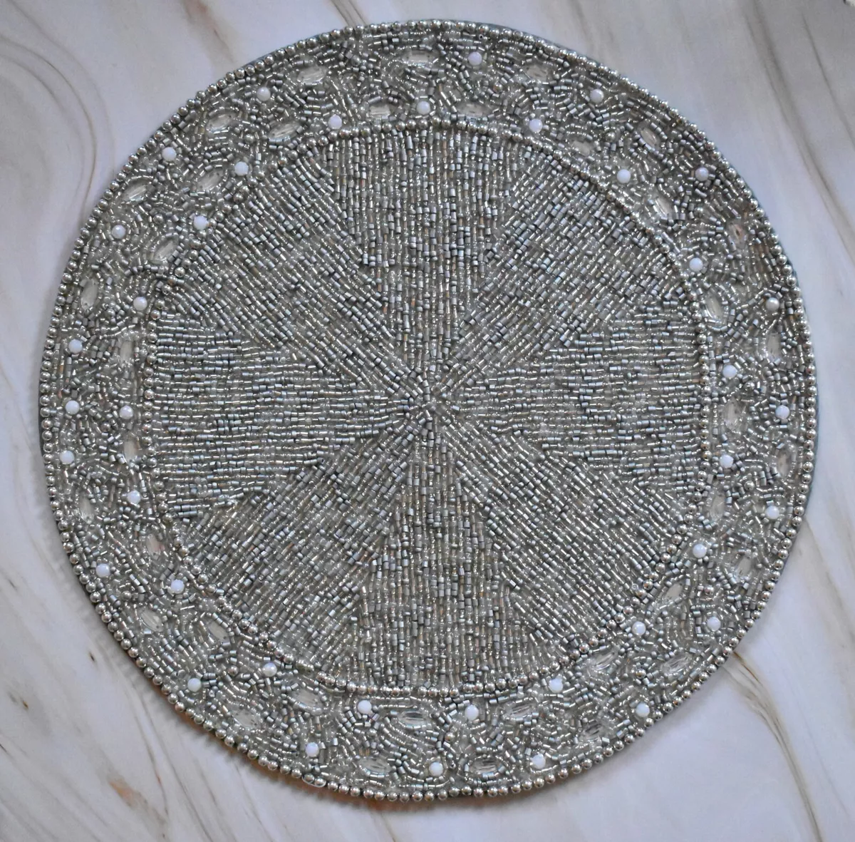 Silver beaded placemat clearance