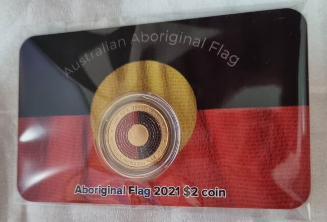2021 Australian Aboriginal Flag $2 Colored UNC Coin on card/ see photos JV9635