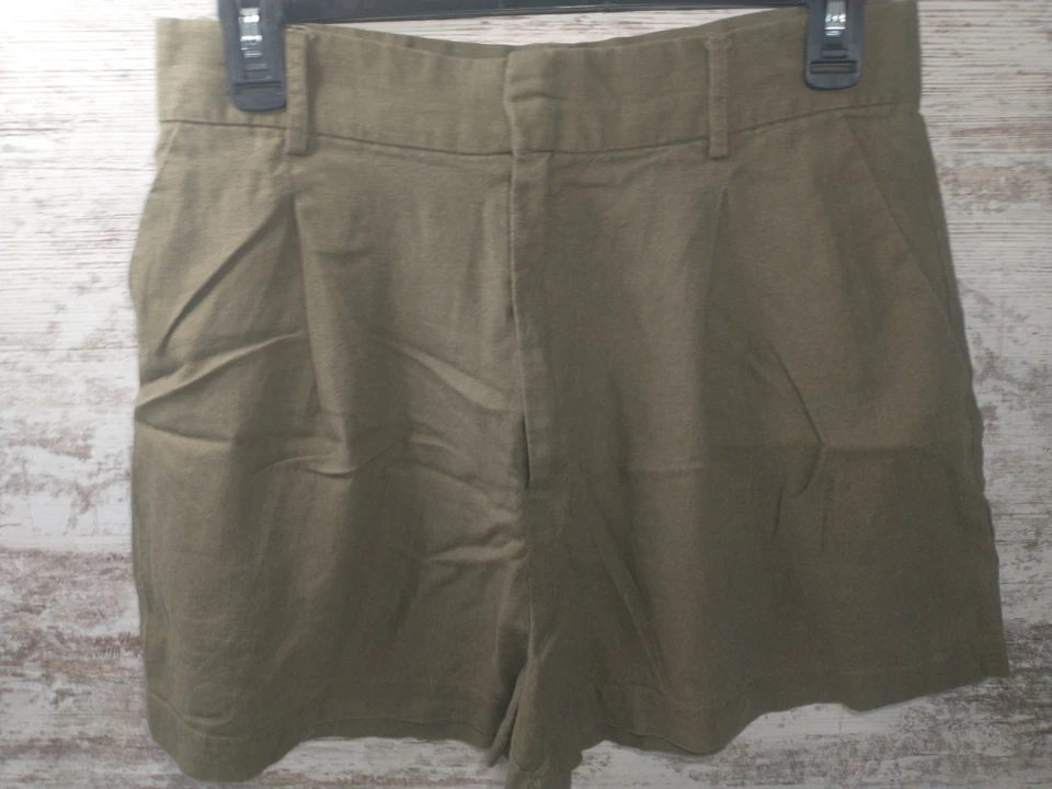 Pantalones Cortos Forever 21 Contemporáneos Para Mujer Elegantes Verdes Talla L Tiro Medio Lino Foto 2 de 4
