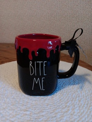 NWT Rae Dunn  BITE ME  Black w/Dripping Blood Halloween Mug!