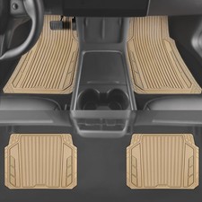 All-Season Heavy-Duty Rubber Floor Mats 4Pcs Universal Deep Tray Black Red.