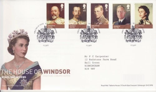 GB Stamps First Day Cover Kings and Queens, House of Windsor, Royalty SHS 2012