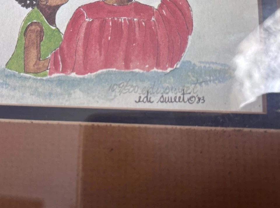 Edi Sweet 1983 Signed Print 109/500 Baptism Framed Matted - Image 3 of 4