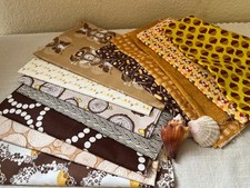 12 Fat Quarters Brown and Ochre Tones Misc Brands Cotton